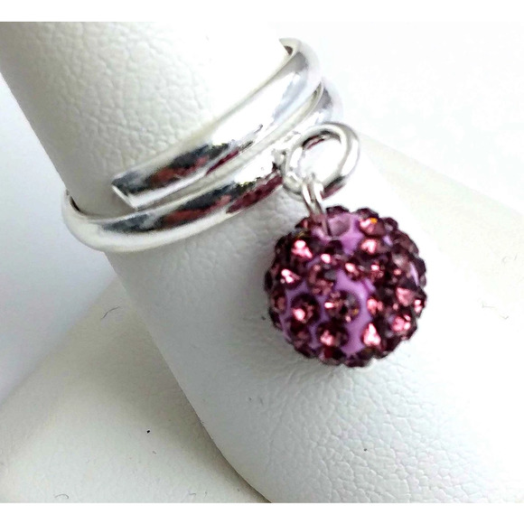Disco Ball Adjustable Rings Purple Sz 8 - Picture 1 of 1